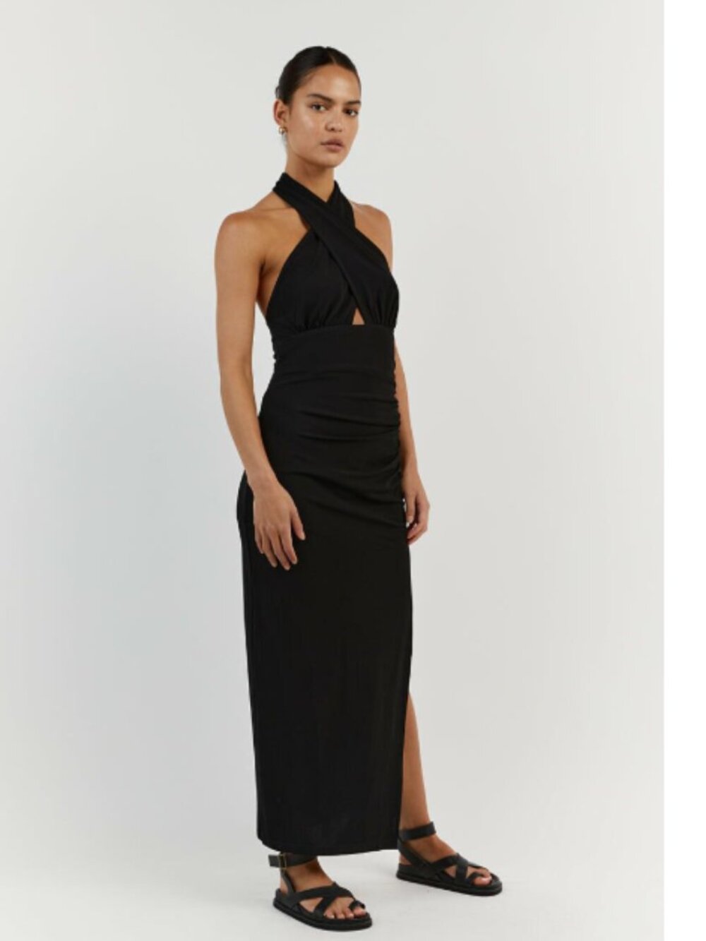 New Dissh Amalfi Halter Midi dress in Black Sz L
